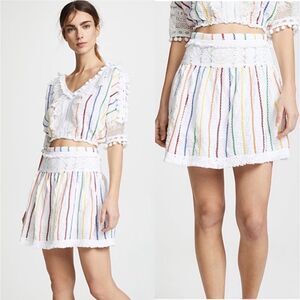 NWT Place Nationale Peille Rainbow Striped Lace Skirt L